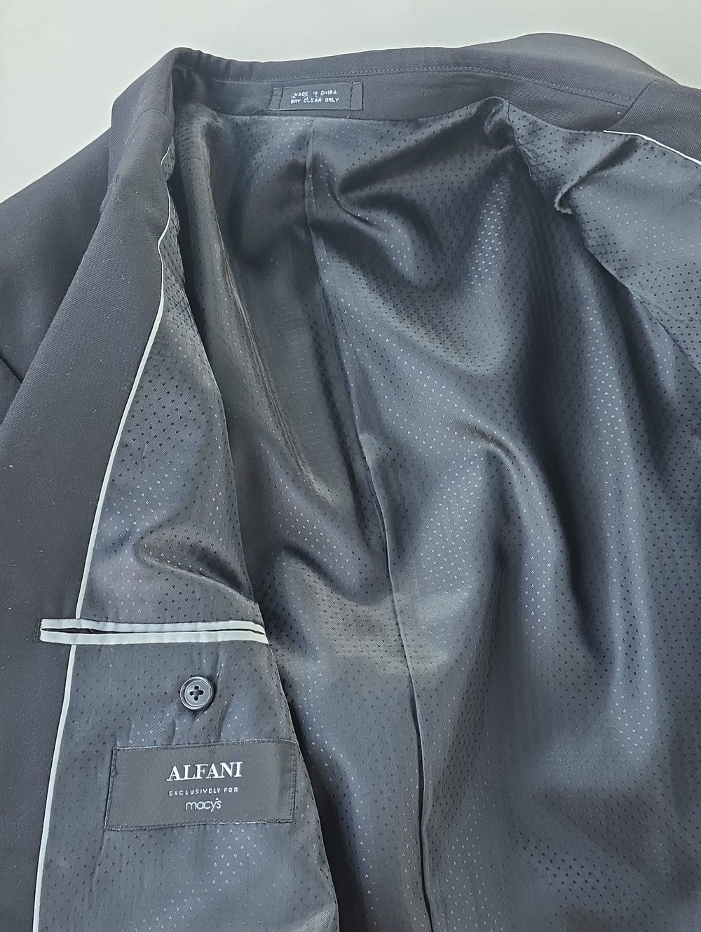 Alfani Black Men’s Pea Coat with Light Contrast Piping